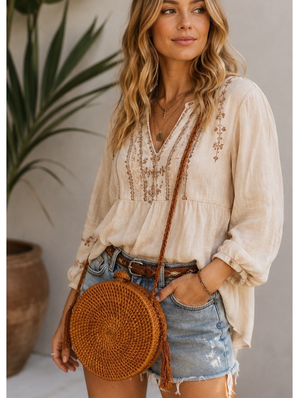 Rattan Circular Bohemian Style Handwoven Crossbody Bag